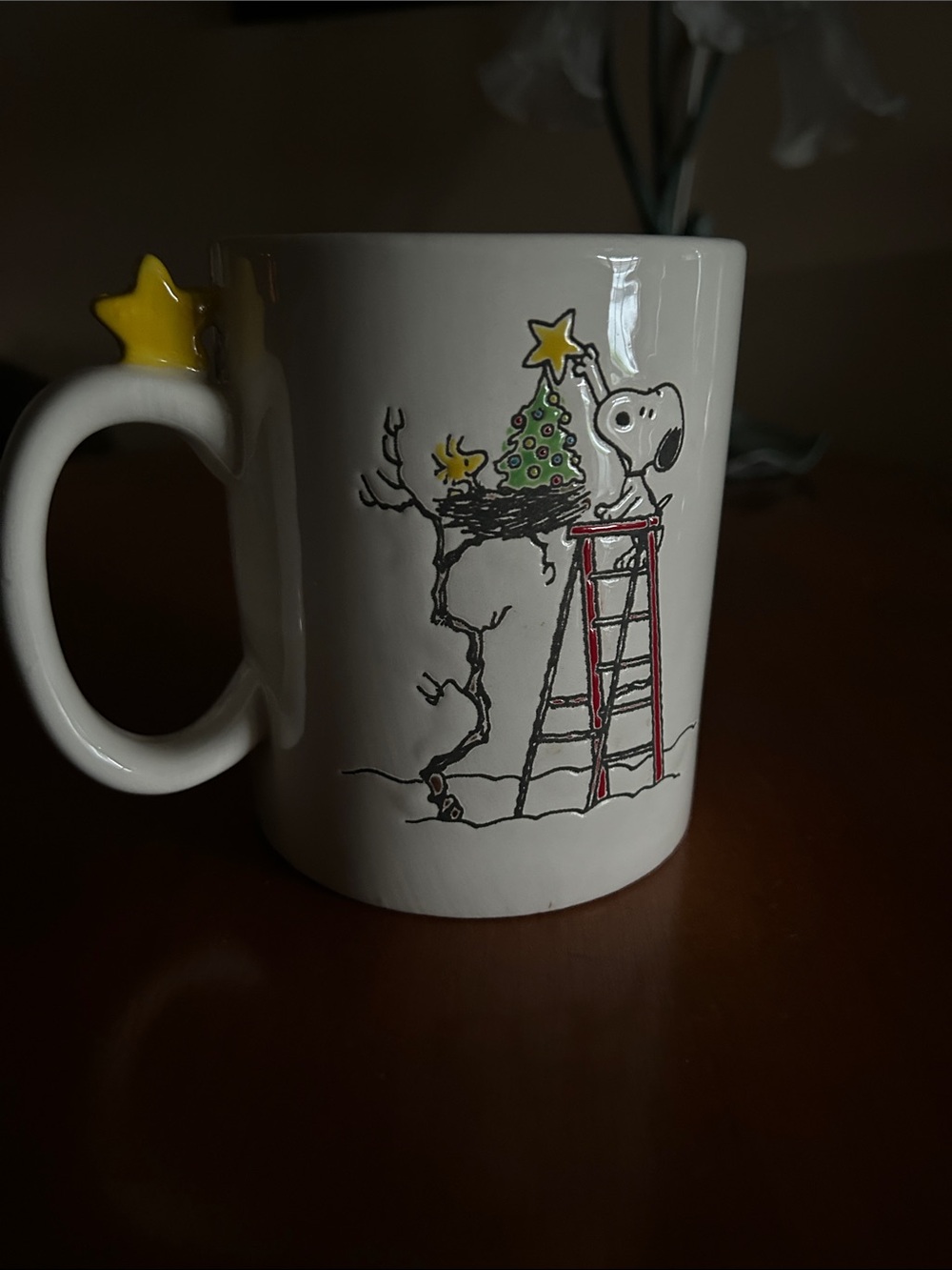 Peanuts Snoopy Holiday Ceramic Mug - White with Yellow Accent